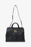 Gucci Black Leather Matelasse Marmont Top Handle Bag With Strap