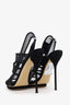 Gucci Black Mesh Suede Accents Slingback Sandals Size 37 (As Is)
