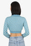 Versace Blue Wool Plaid Print Cropped Sweater Size 38