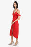 Lovers + Friends Red Ruffle Midi Dress Size S