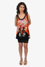 Roberto Cavalli Orange/Black Floral Print Sleeveless Dress Size 42