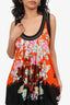 Roberto Cavalli Orange/Black Floral Print Sleeveless Dress Size 42
