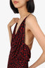Gucci Red/Black Leopard Print Cowl Neck/Back Chain Strap Maxi Dress Estimated Size 42
