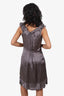 Prada Grey Silk Ruffle Detail Knee Length Dress Size 38