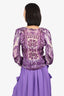 Roberto Cavalli Purple/White Floral Printed Long Sleeve V-Neck Blouse Size 42