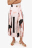 Judith & Charles White/Pink Pleated Midi Skirt Size 8