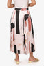 Judith & Charles White/Pink Pleated Midi Skirt Size 8