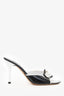 Rene Caovilla White/Black Crystal Buckle Peep Toe Heels Size 40