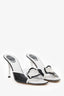 Rene Caovilla White/Black Crystal Buckle Peep Toe Heels Size 40