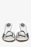 Rene Caovilla White/Black Crystal Buckle Peep Toe Heels Size 40