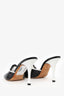 Rene Caovilla White/Black Crystal Buckle Peep Toe Heels Size 40
