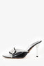 Rene Caovilla White/Black Crystal Buckle Peep Toe Heels Size 40