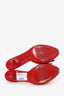Christian Louboutin Red Patent Leather Bow Detail Peep Toe Heels Size 40