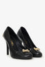 Pre-Loved Chanel™ Black Perforated Patent Leather Bow Pumps Size 36.5