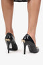 Pre-Loved Chanel™ Black Perforated Patent Leather Bow Pumps Size 36.5