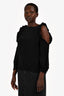 Maje Black Ruffle Cold Shoulder Top Size 3