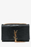 Saint Laurent 2017 Black Croc Embossed Leather Kate Crossbody Bag