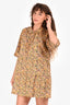 Kika Vargas Orange/Blue Floral Peter Pan Babydoll Dress Size XS