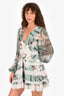 PatBo Green Floral Butterfly Print Lace Detail Dress Size 36