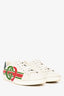 Gucci White Leather GG Printed Logo Ace Sneakers Size 35