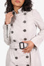 Burberry Grey Nylon Belted Trench Coat Size 8