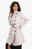 Burberry Grey Nylon Belted Trench Coat Size 8
