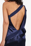 Versace Navy Blue Silk One-Shoulder Mini Dress Size 40