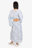 Vince Blue/White Floral Print Cut Out Back Midi Dress Size L