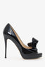 Valentino Black Patent Leather Bow Peep Toe Heels Size 37