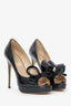 Valentino Black Patent Leather Bow Peep Toe Heels Size 37