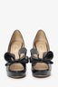 Valentino Black Patent Leather Bow Peep Toe Heels Size 37