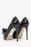 Valentino Black Patent Leather Bow Peep Toe Heels Size 37