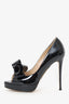 Valentino Black Patent Leather Bow Peep Toe Heels Size 37