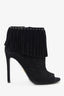 Prada Black Suede Fringe Open Toe Boots Size 37
