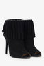 Prada Black Suede Fringe Open Toe Boots Size 37