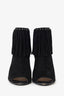 Prada Black Suede Fringe Open Toe Boots Size 37