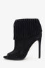 Prada Black Suede Fringe Open Toe Boots Size 37