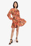 A.L.C Orange/Pink Silk Floral Print Cut-out Mini Dress Size 6