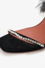 Amina Muaddi Black Satin Feather and Crystal Heels Size 39