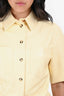 Nanushka Yellow Faux Leather Collared Short Sleeve Top Size S