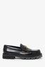 Celine Black Brushed Leather Triomphe 'Margaret' Loafers Size 39