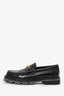 Celine Black Brushed Leather Triomphe 'Margaret' Loafers Size 39
