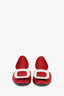 Roger Vivier Red Satin Crystal Embellished Buckle D'Orsay Flats Size 36.5