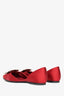 Roger Vivier Red Satin Crystal Embellished Buckle D'Orsay Flats Size 36.5