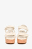 Jimmy Choo White/Brown Leather Cork Wedged Heels Size 38.5