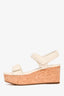 Jimmy Choo White/Brown Leather Cork Wedged Heels Size 38.5