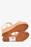 Jimmy Choo White/Brown Leather Cork Wedged Heels Size 38.5
