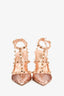 Valentino Rose Gold Sequin Rockstud Pointed Heels Size 38.5