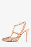 Valentino Rose Gold Sequin Rockstud Pointed Heels Size 38.5