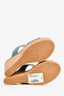 Jimmy Choo Blue/Brown Coated Canvas/Cork Wedge Sandals Size 38.5